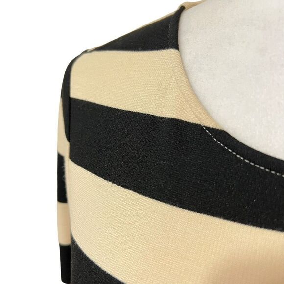 Theory Cream and Black Striped Dress Size Small The Onita Dress Women's 3/4 Slee - Picture 5 of 13